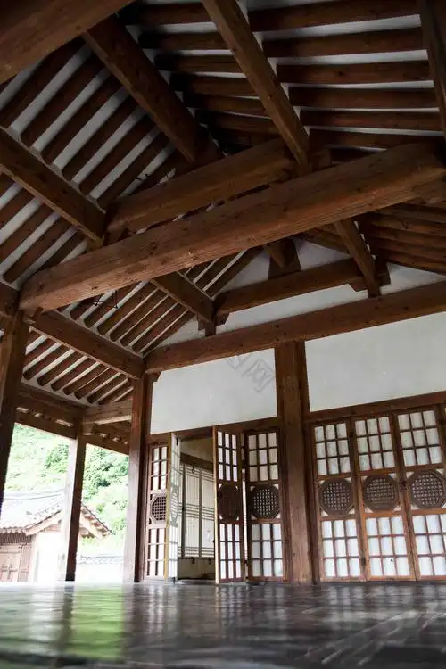 朝鲜建筑楼阁大厅房梁摄影图高清图片下载-包图网