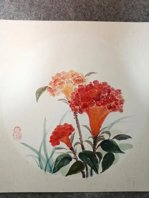 点上去会洇开)·#国画教程  #写意国画  #国画花鸟  #国画鸡冠花