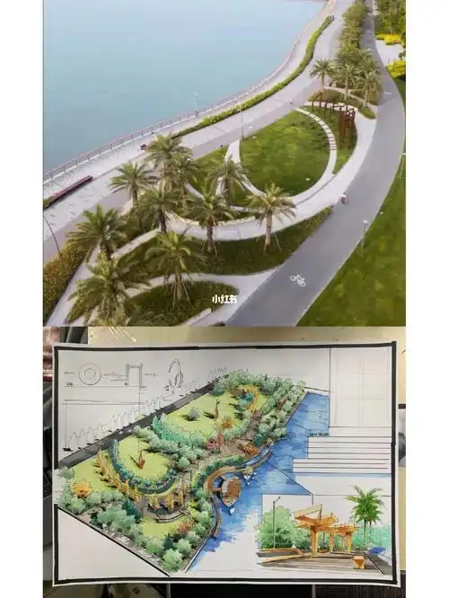 滨水景观鸟瞰图抄绘训练