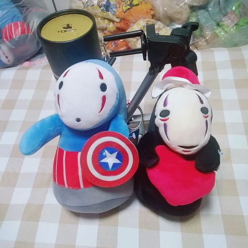 日本动漫变装千与千寻美国队长变身无脸男毛绒玩具无面男摆件