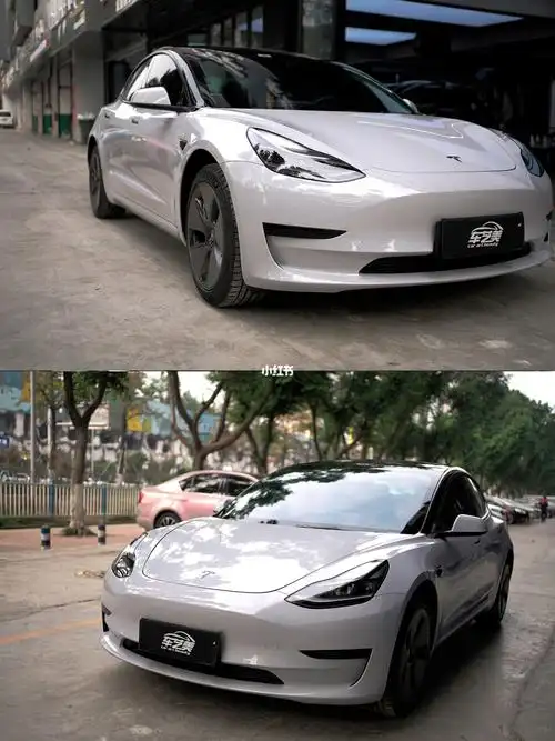 水晶纳多灰浅特斯拉model3装贴改色膜效果