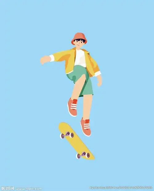 矢量滑板男孩插画图片