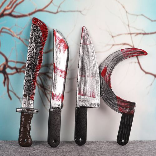 万圣节短兵器 仿真刀带血武器演出恶搞整蛊表演鬼节恐怖 密室道具