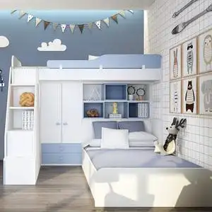 儿童房整体上下床榻榻米衣柜一体定制简欧双人高低上下铺组合23人付款