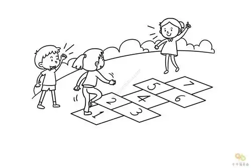 童年的游戏简笔画步骤图