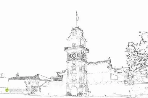 西街钟楼的简笔画