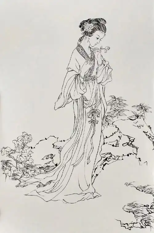 仕女图线描稿