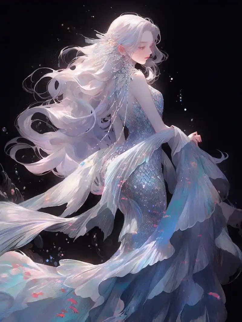 高级感美人鱼系列④人鱼公主 6图头像壁纸 蓝色系高级空灵感第二弹