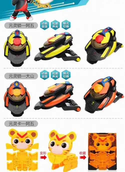 猪猪侠之竞球小英雄竟球元灵锁变身器铁拳虎阿五弹射手表玩具套 弹射