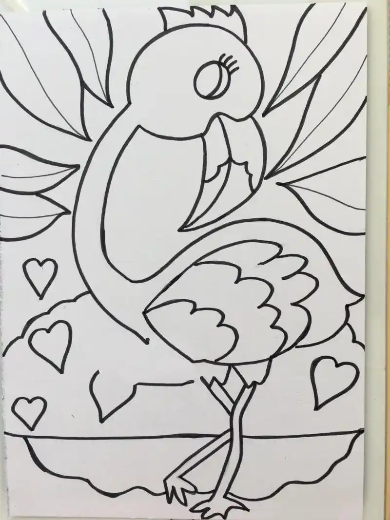 儿童简笔画-116.火烈鸟 夏日滤镜