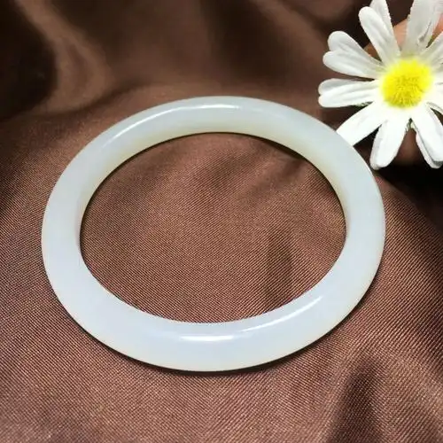 天然玉石新疆和田玉羊脂玉白玉手镯圆条玉镯女款手环细条玉镯子