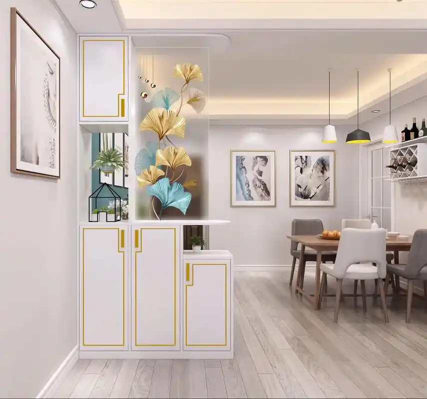 轻奢简约入户玄关柜玻璃屏风隔断客餐厅装饰柜现代鞋柜门厅储物柜