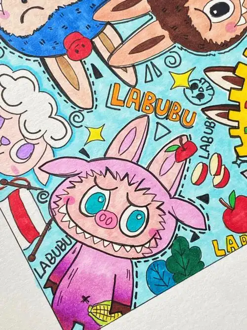 马克笔手绘labubu我觉得野猪超可爱诶