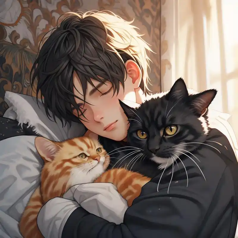 男生抱猫头像9378 一组超有爱的男生抱猫头像来啦!