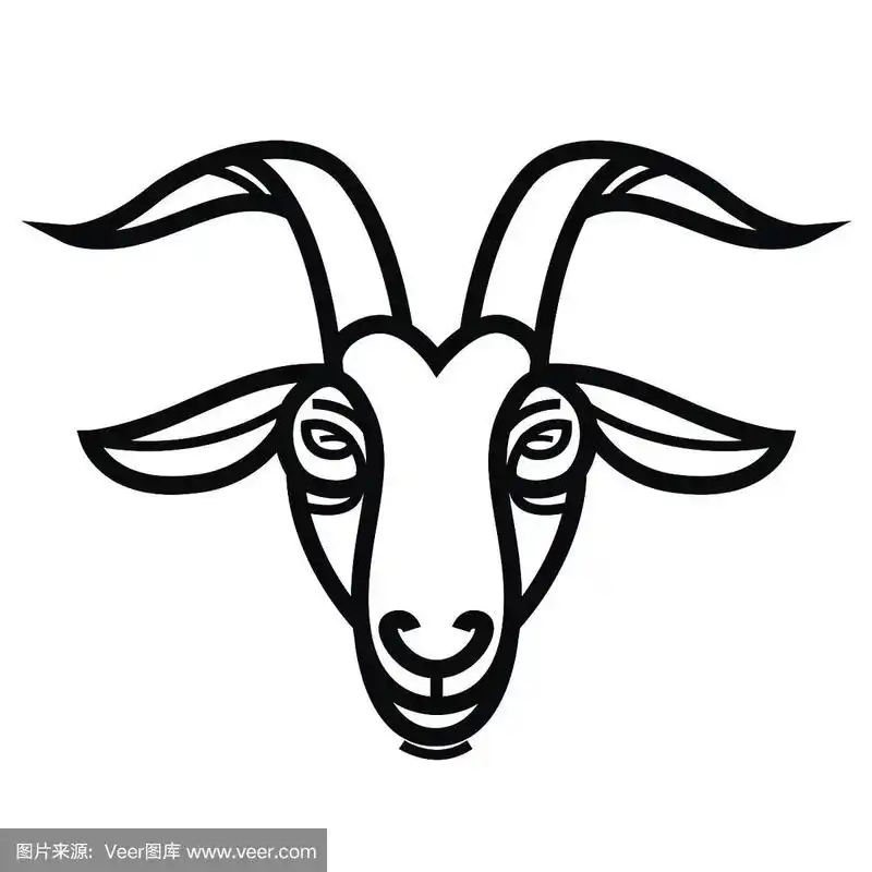 直线风格化画羊头