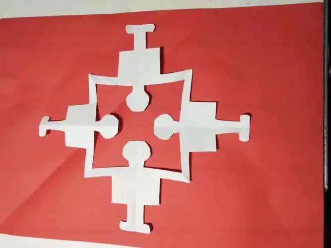 三人牵手剪纸 手工剪纸图片大全简单-普车都