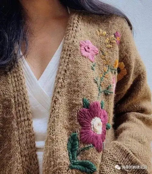 手工刺绣毛衣上的刺绣