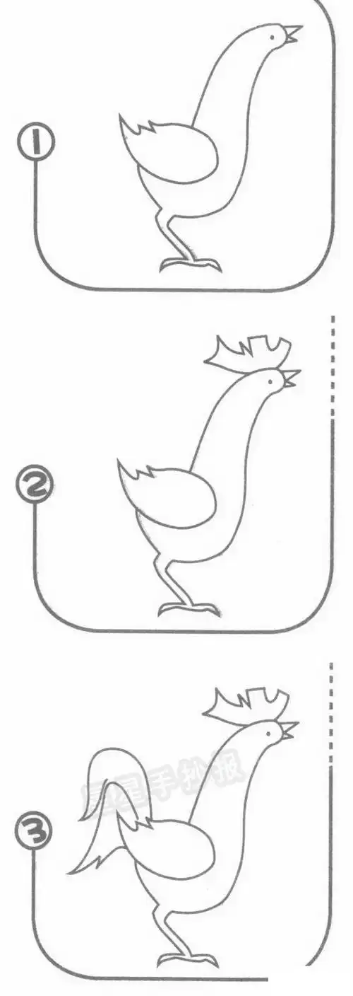 公鸡简笔画图片画法_动漫人物_儿童简笔画大全_可乐云