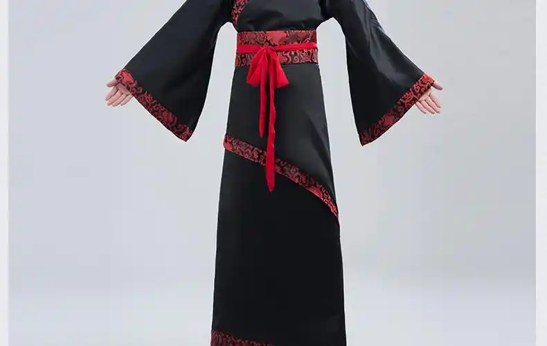 民族服长衫男士黑色咖啡色深衣 汉服古装古代服装