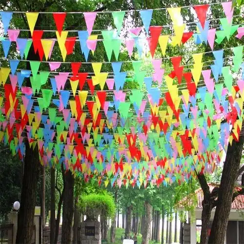 三角串旗 彩色旗帜三角彩旗 生日派对场地布置道具旗