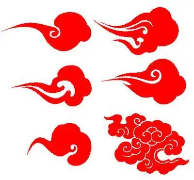 祥云剪纸新年红色窗花祥云剪纸祥云底纹祥云图案祥云背景四瓣团花剪纸