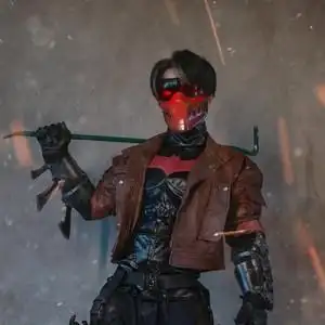 dc蝙蝠侠红头罩cos 杰森托德半面面罩眼灯款