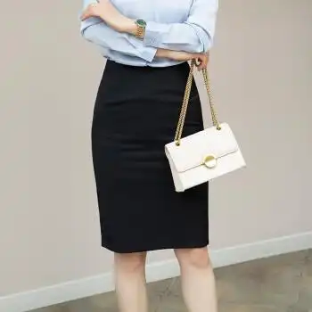 裙职业半身裙中长款一步裙女春夏季西装正装包臀工作裙 黑色中款及膝