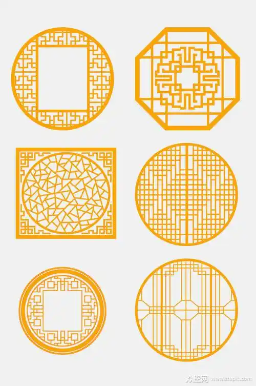 高端大气中式窗格边框免抠素材素材