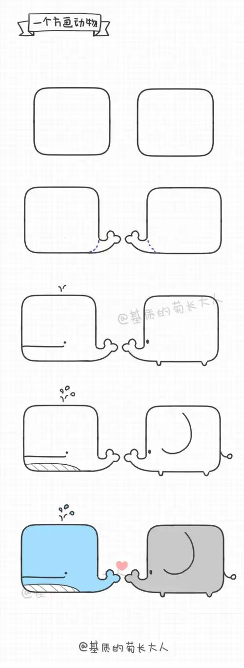 简单方形动物简笔画图片教程