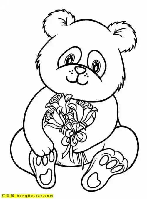 15张甜美温柔的可爱大熊猫宝宝卡通涂色简笔画
