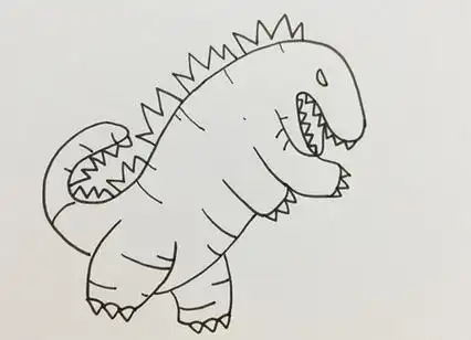 一只非常凶猛的怪兽,下面我们一起来学习下哥斯拉的简笔画该怎么画