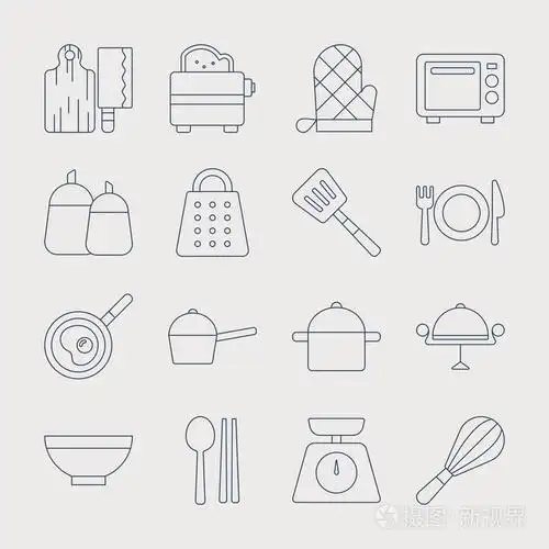 厨房线图标集插画-正版商用图片1ik79l-摄图新视界