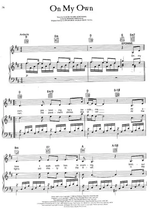 on my own_on my own简谱_on my own吉他谱_钢琴谱-查字典简谱网