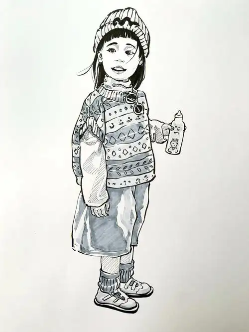 可爱的小朋友速写