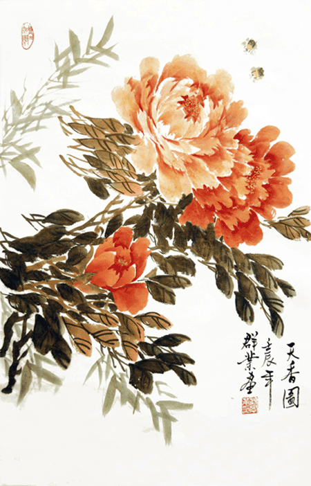 随性写心境 平和传精神——顾群业水墨牡丹解读