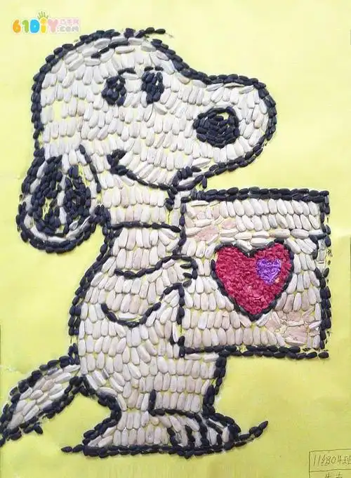 瓜子壳小狗贴画作品_精彩贴画_巧巧手幼儿手工网