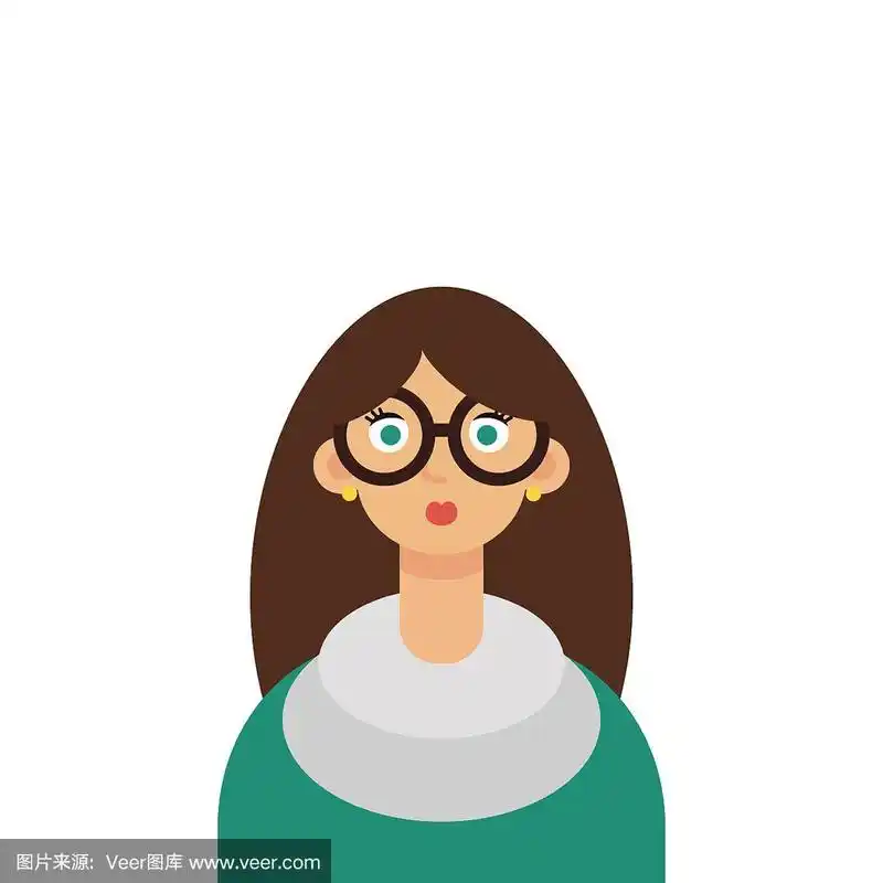 漂亮的年轻女教师戴着眼镜.孤立在白色向量上