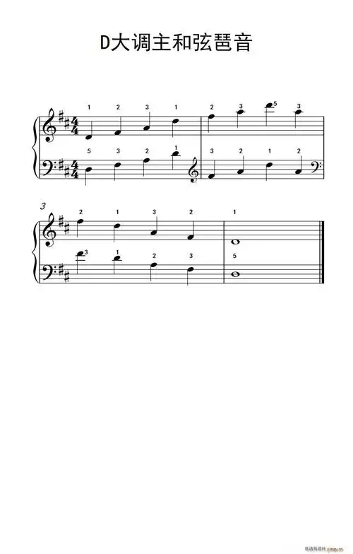 d大调主和弦琶音儿童钢琴练习曲