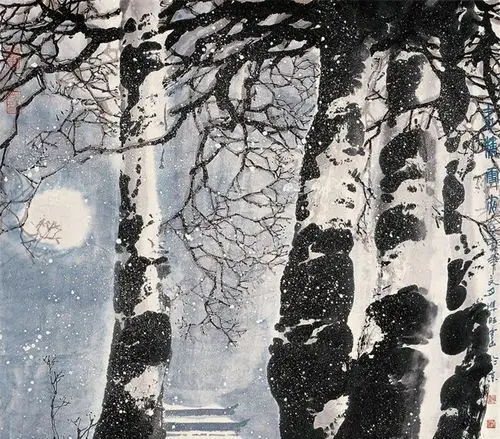 当代画家赵准旺水墨风景画作品欣赏