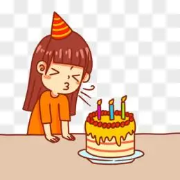 卡通手绘生日吹蜡烛吹气表情素材
