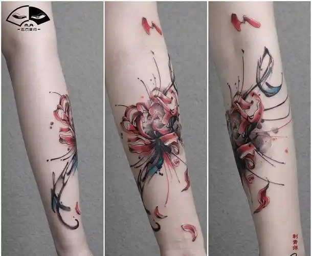 地狱少女纹身图片_手臂水墨纹身图案