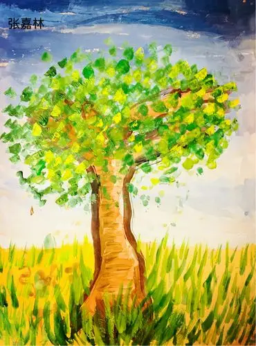 锡九美术学校南校区周六下午水粉班《春天的树》