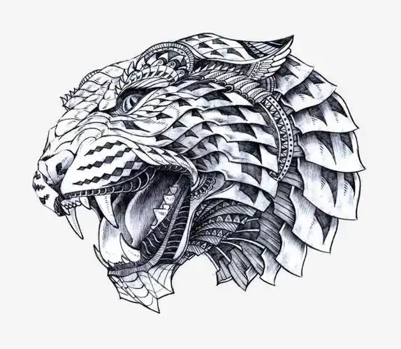 手绘创意花纹狮子