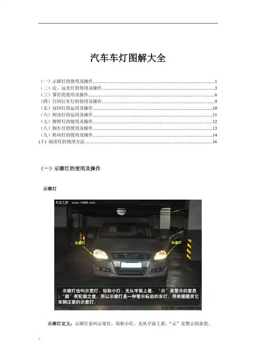 汽车车灯图解大全