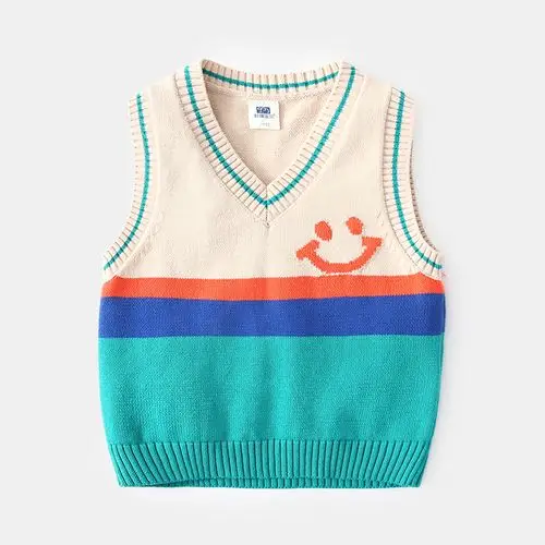 男童马甲针织背心春季宝宝纯棉毛线衣儿童新款马夹中小童洋气坎肩