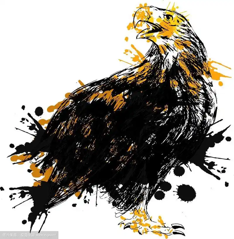 彩色手绘的一只鹰