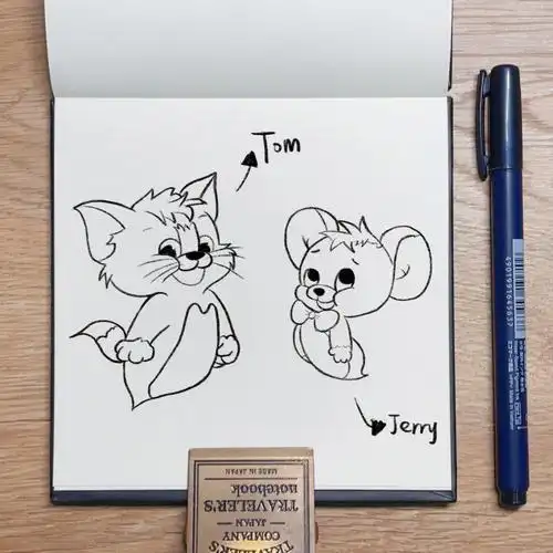 猫和老鼠tomjerry铅笔线稿