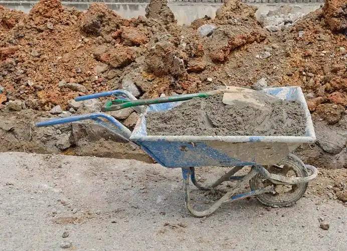 沙子,金属,手推车,使用,水泥,混凝土搅拌机_高清图片_全景视觉