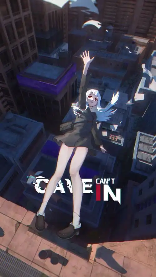 高空坠落白发动漫女人物个性手机壁纸