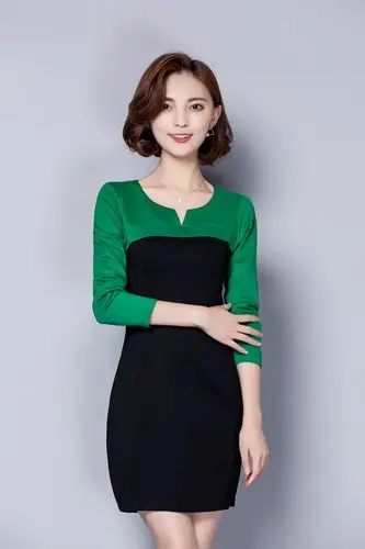 中长款_2017年秋冬新款女装长袖修身撞色包臀连衣裙中长款女裙优惠券
